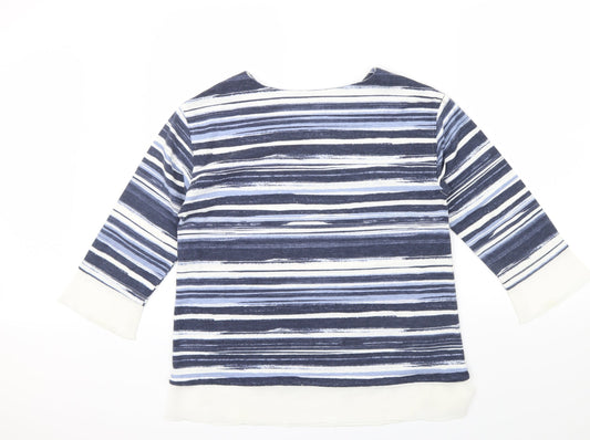 M&S Womens Blue Striped Pullover Jumper Size 10 - Frill detail