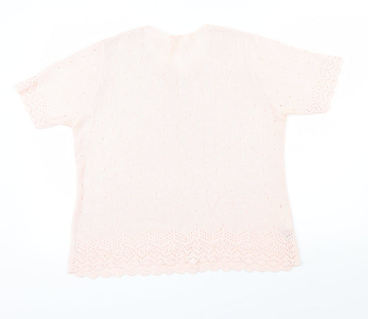 M&S Womens Pink Pullover Jumper Size 16 - Embroidered