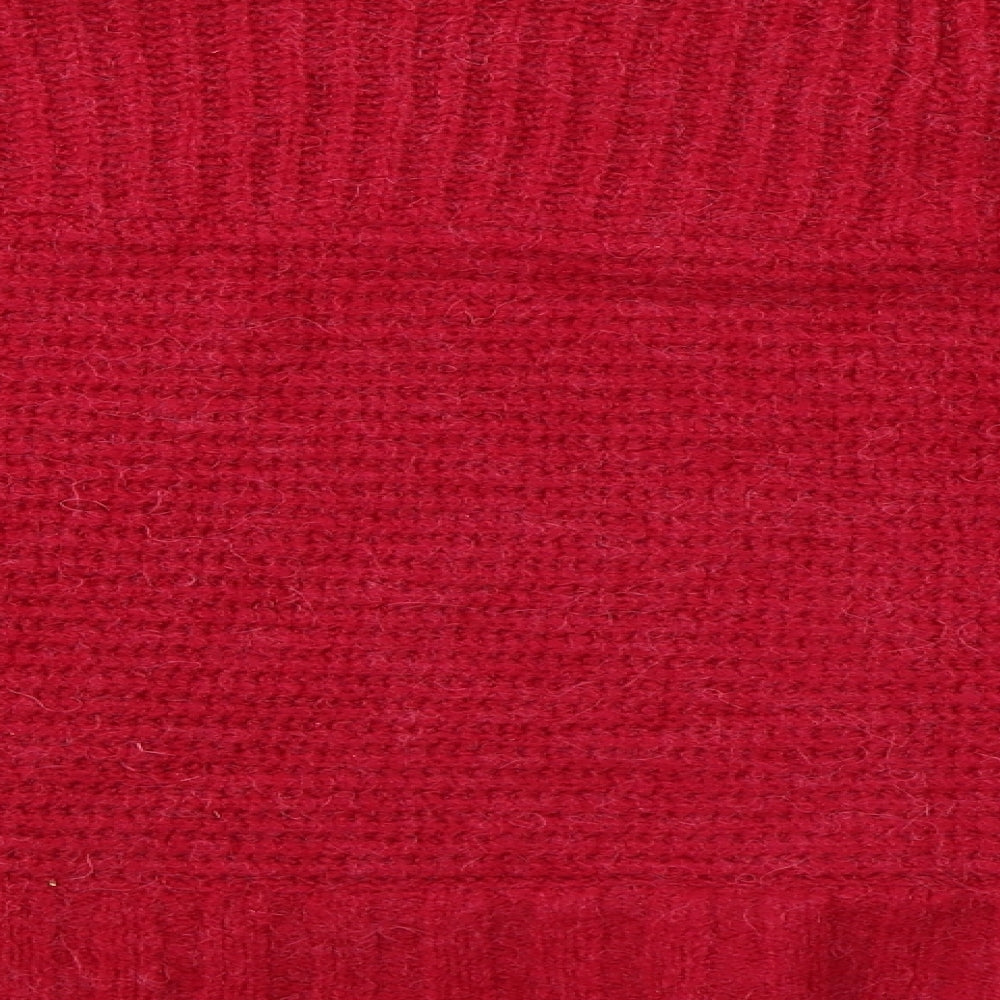 Brand and care label for Marks & Spencer women’s red jumper, size L