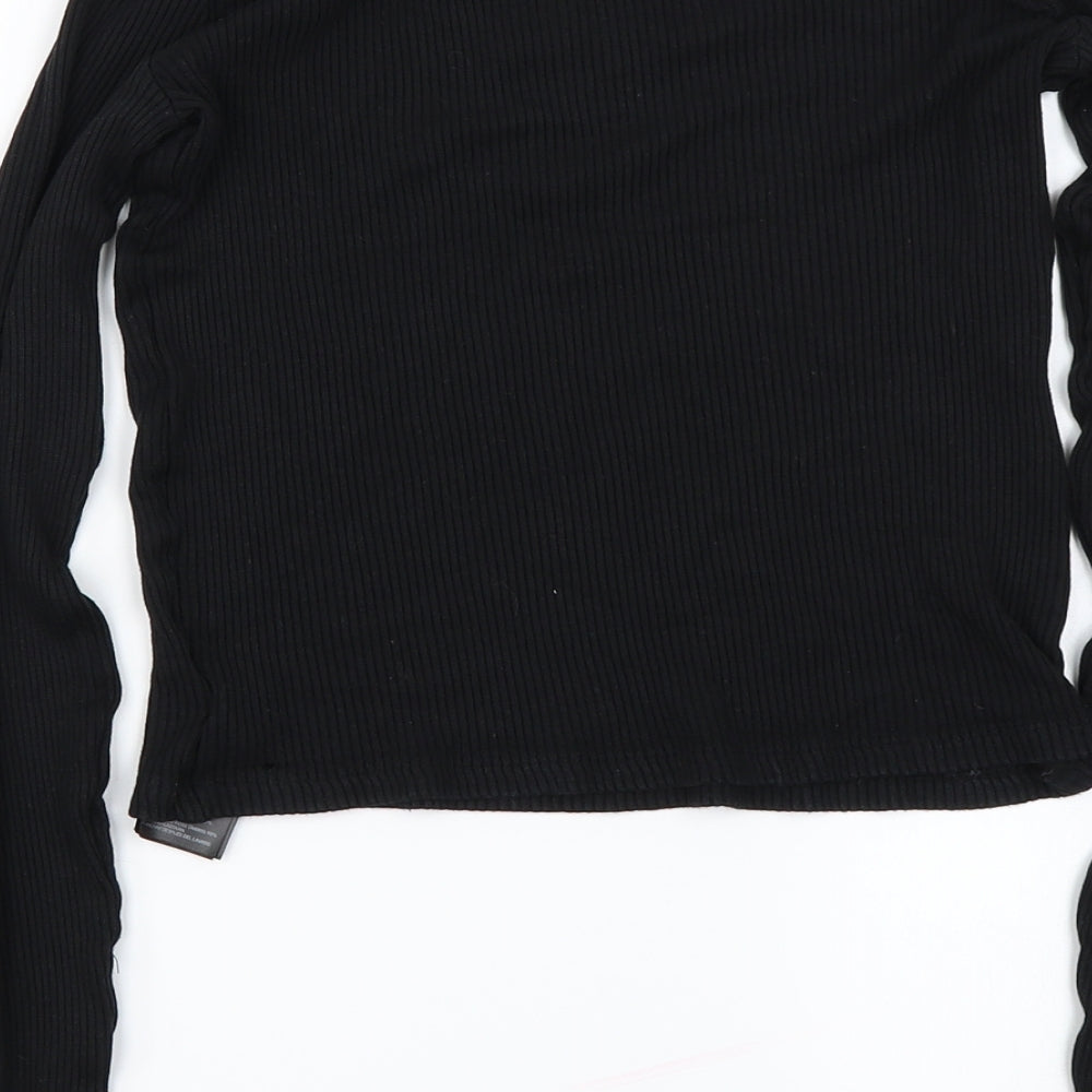 Brand and care label for H&M women’s black jumper, size UK 6