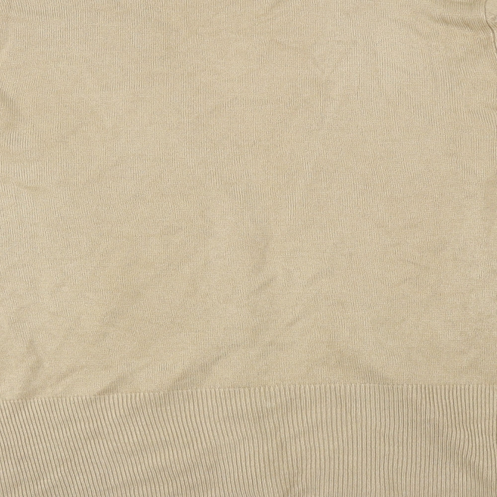 Brand and care label for Soon women’s beige cardigan jumper, size UK 16