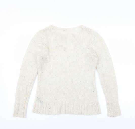 M&Co Womens Ivory Pullover Jumper Size M - sequins