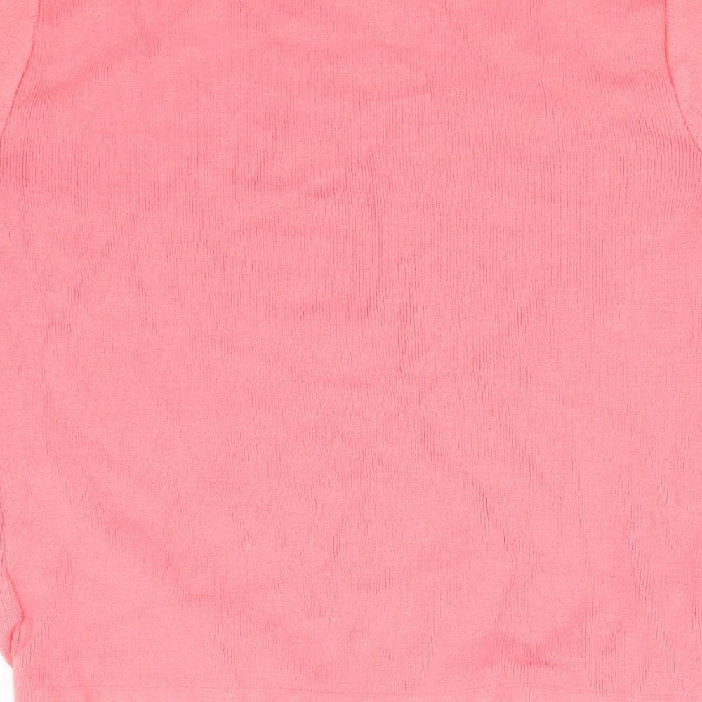 Brand and care label for Hand to Hand women’s pink jumper, size M