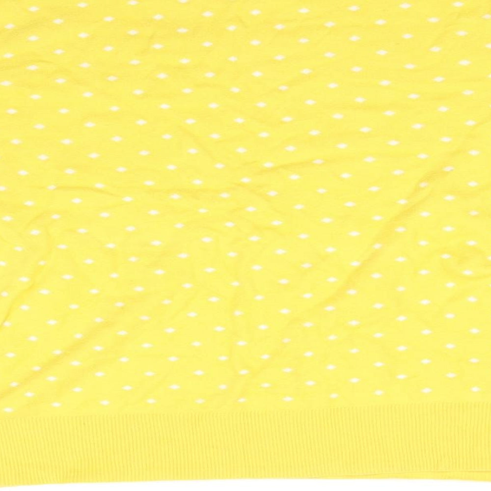 Brand and care label for Preworn women’s yellow jumper, size XL