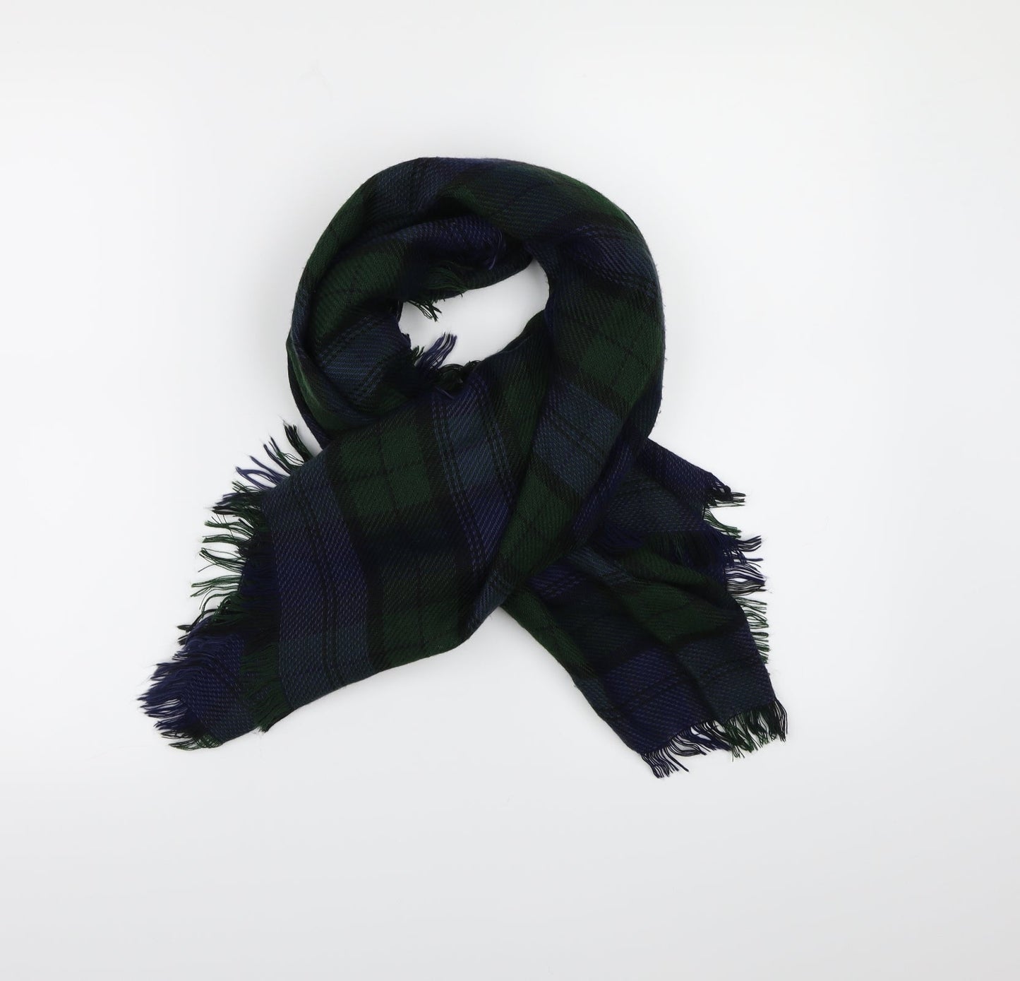 Preworn Womens Blue Check Knit Scarf