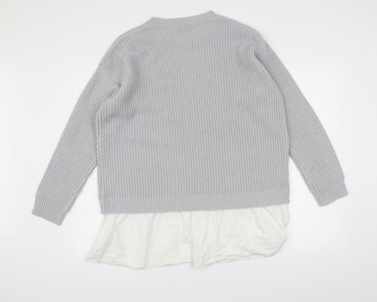 Just Me Womens Grey Knit Pullover Jumper Size 16