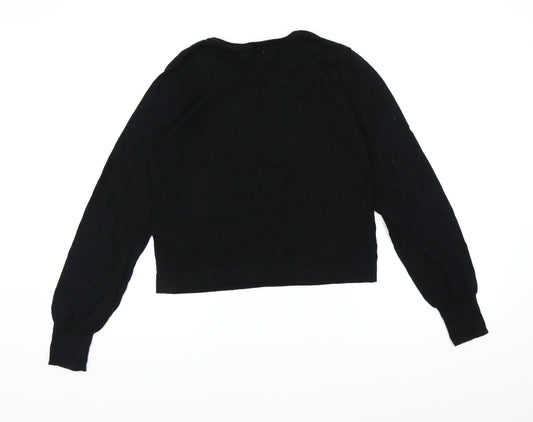 H&M Girls Black Knit Pullover Jumper Size 14-15 Years