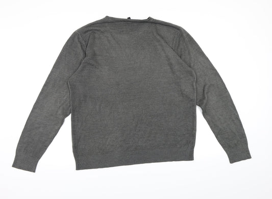 George Mens Grey Knit Pullover Jumper Size L