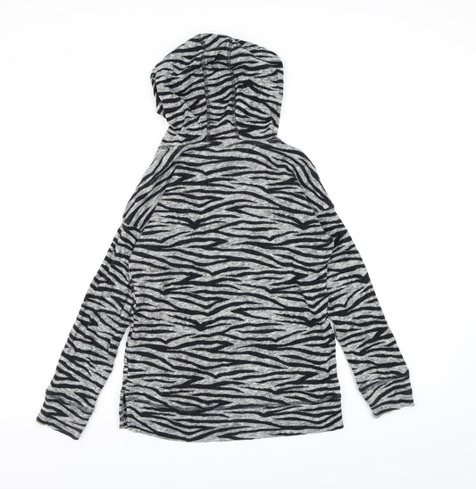 NEXT Girls Grey Animal Print Pullover Hoodie Size 10 Years