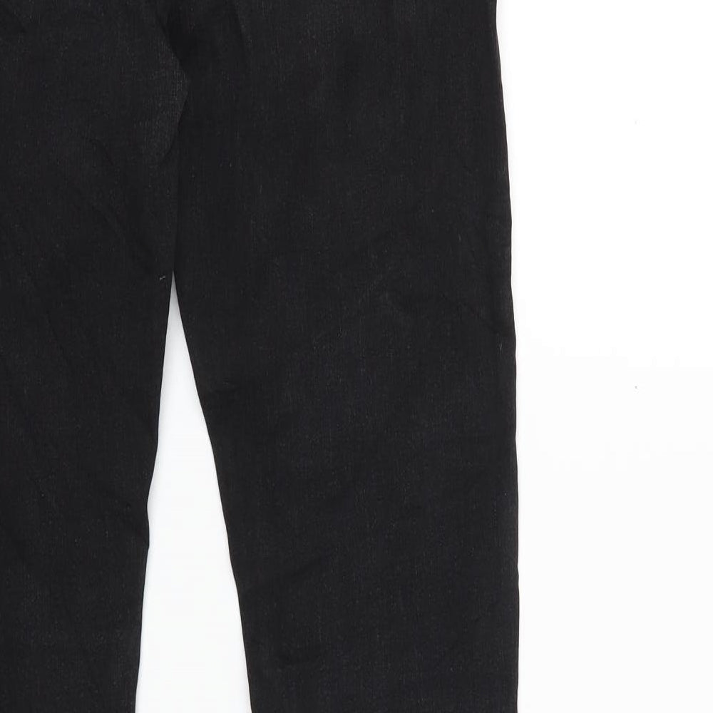 Brand and care label for Denim & Co. women’s black denim skinny jeans, size UK 30, in, 31-inch leg