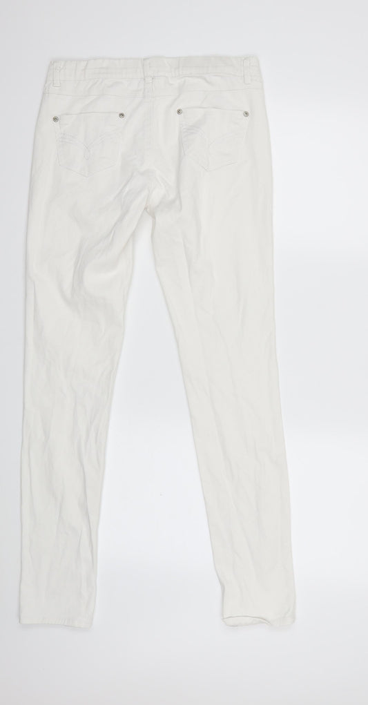 Preworn Womens White Denim Skinny Jeans Size 10 L30 in