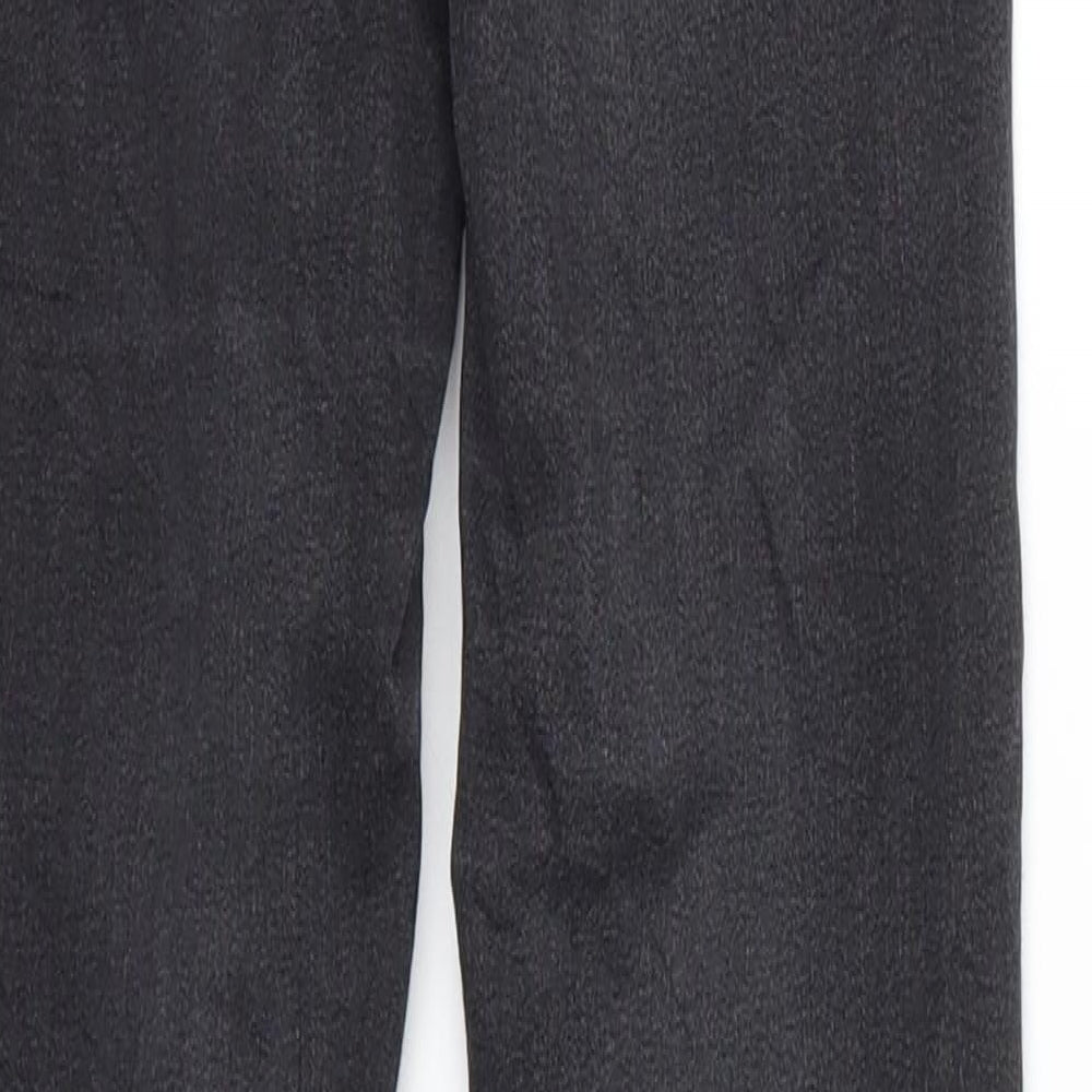 Brand and care label for women’s grey denim skinny jeans, size XS, 27-inch leg