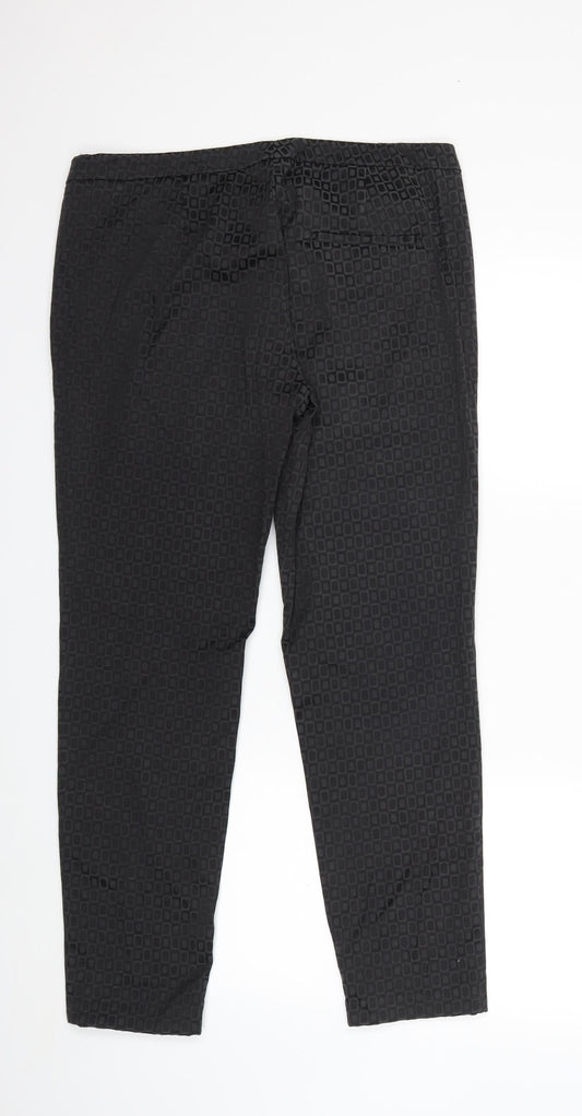 Preworn Womens Grey Geometric Trousers Size 14 L28 in