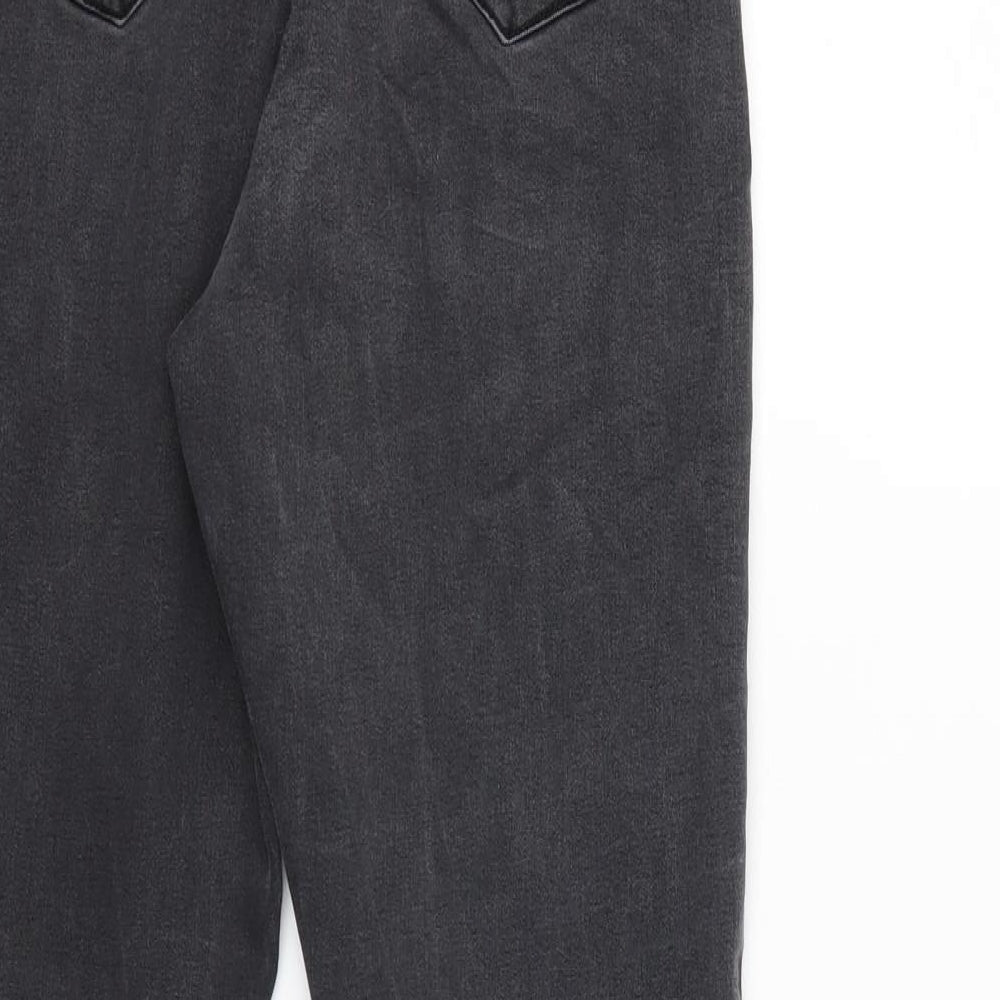 Brand and care label for Denim & Co. women’s black denim skinny jeans, size UK 14, 27-inch leg