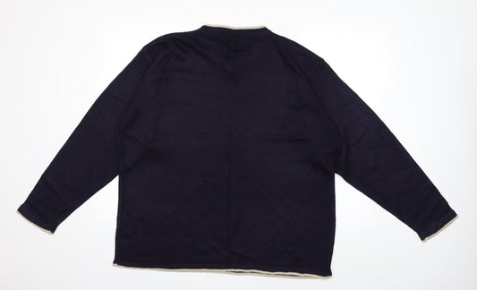 TNX Mens Blue Knit Pullover Jumper Size L