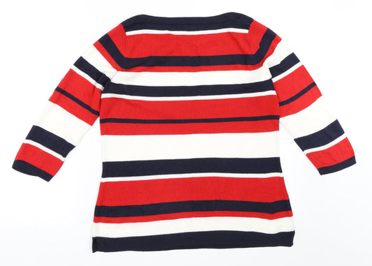 Papaya Womens Red Striped Pullover Jumper Size 12