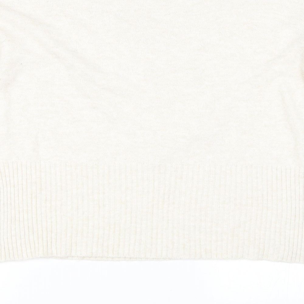 Brand and care label for River Island women’s beige jumper, size M