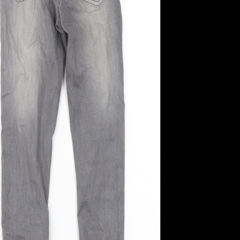 Brand and care label for L&D girls’ grey skinny jeans, size 9-10, years