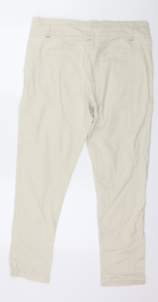 Flame Womens Beige Trousers Size 12 L28 in