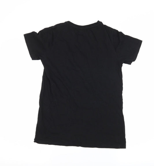 New Look Womens Black Jersey Basic T-Shirt Size 6 - Lips