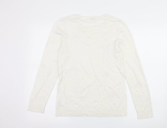 Damart Womens Ivory Geometric Knit Pullover Jumper Size 10 - Snowflakes