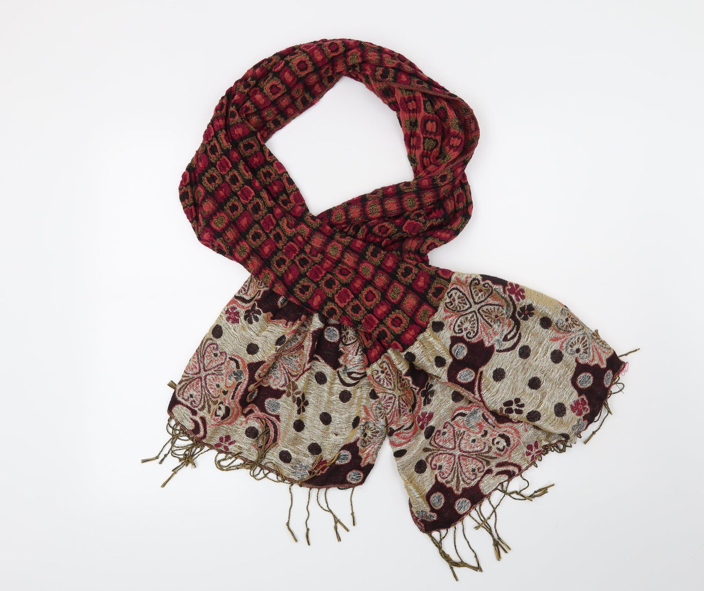 Preworn Womens Pink Geometric Scarf