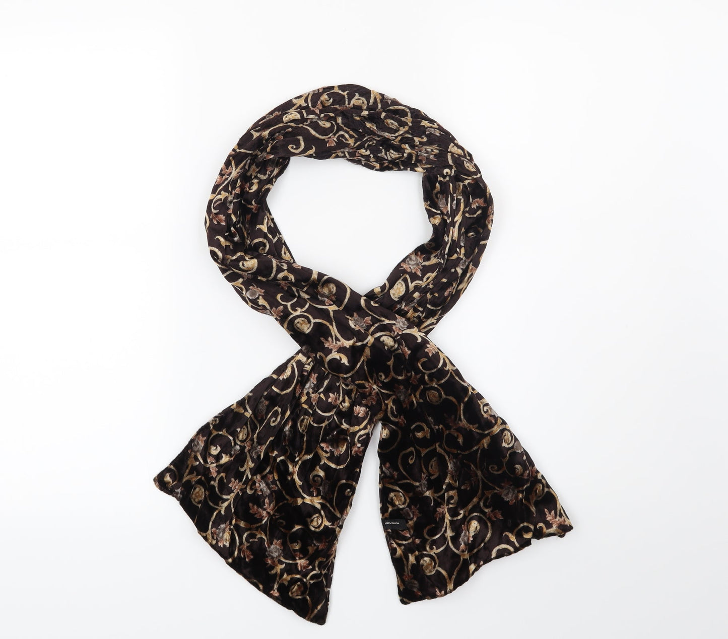 Front view of Preworn women’s brown floral scarf