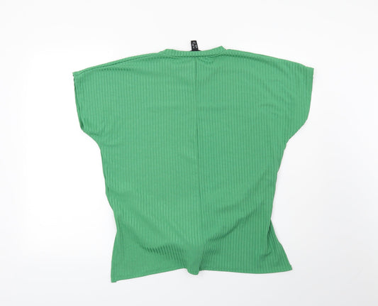 New Look Womens Green Striped Basic Blouse Size 10