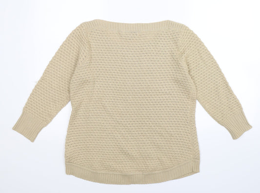 Cristina B Womens Beige Knit Pullover Jumper Size M