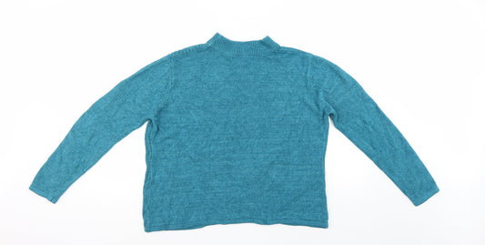 BM Collection Womens Blue Fair Isle Pullover Jumper Size M