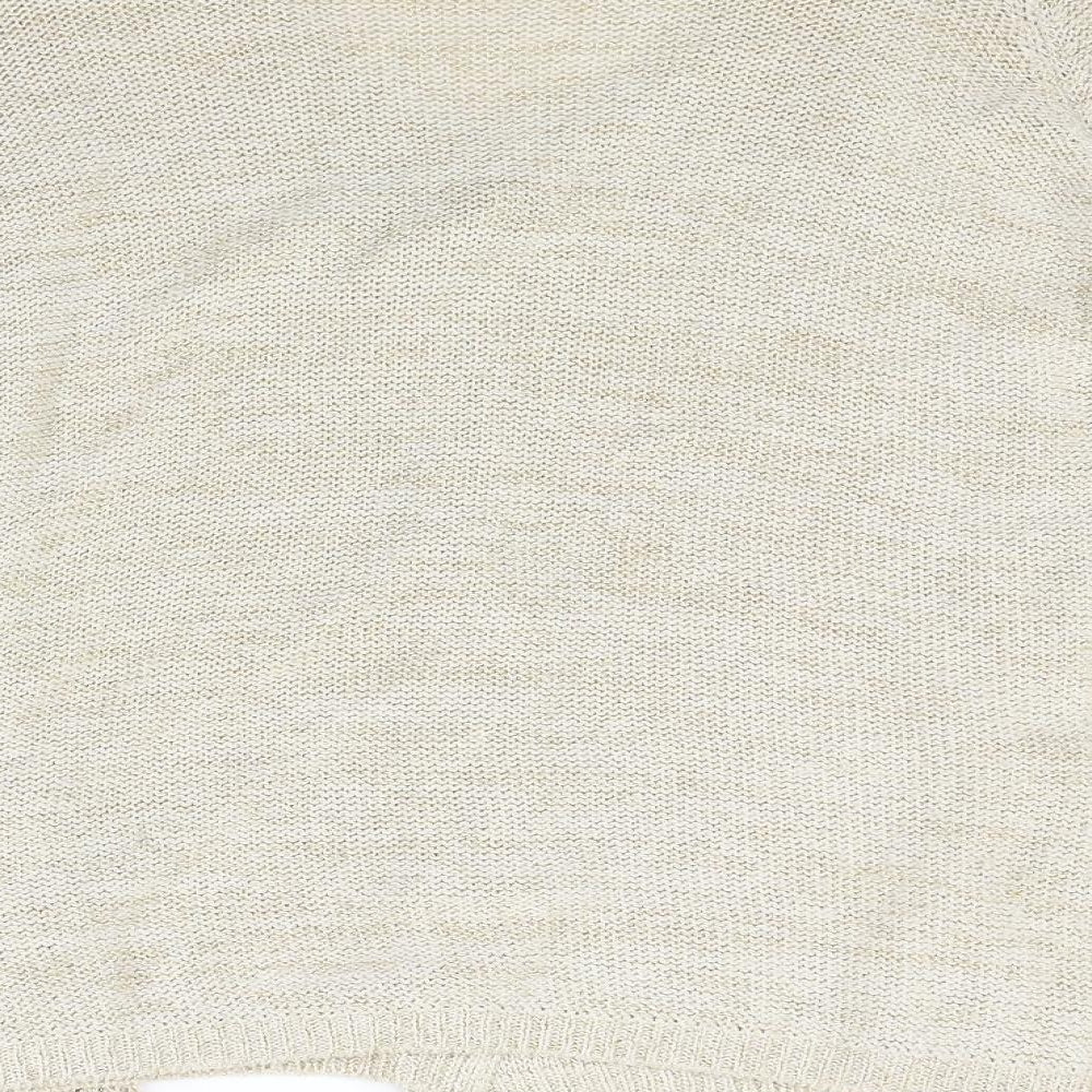 Marks and Spencer Womens Beige Knit Cardigan Jumper Size 14 - attached scarf