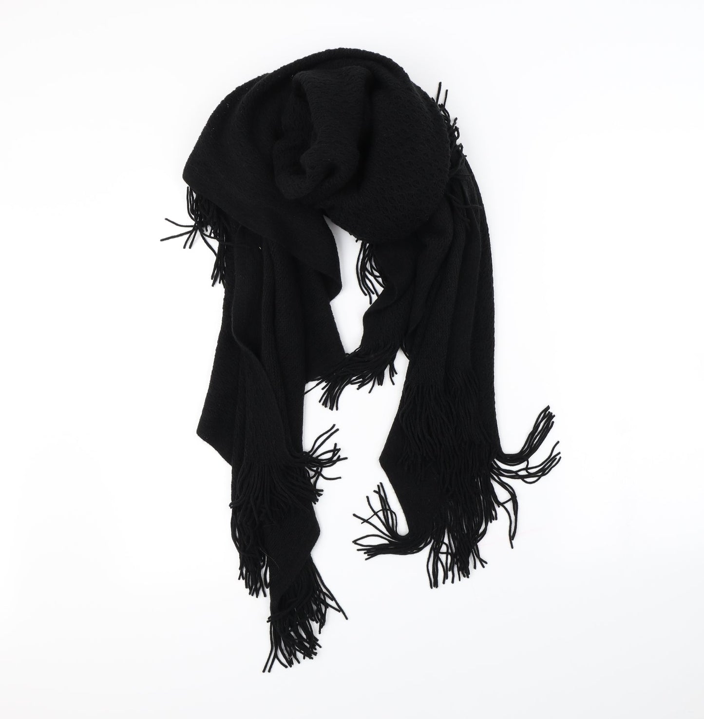 Front view of Preworn women’s black scarf