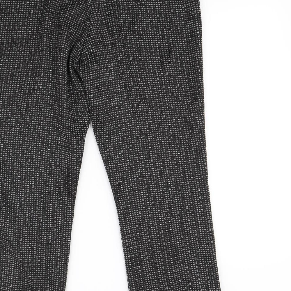 Bonmarché Womens Black Herringbone Dress Pants Trousers Size 12 L25 in