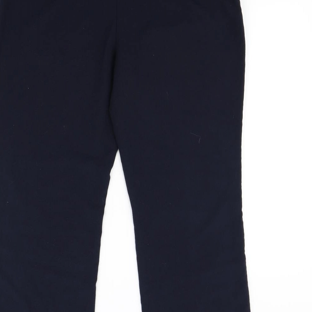 Brand and care label for M&Co women’s blue dress pants trousers, size UK 14, 27-inch leg