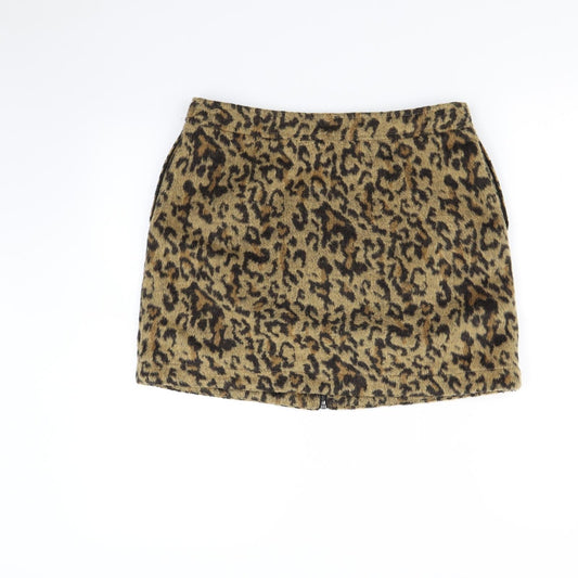 NEXT Womens Brown Animal Print Mini Skirt Size 10