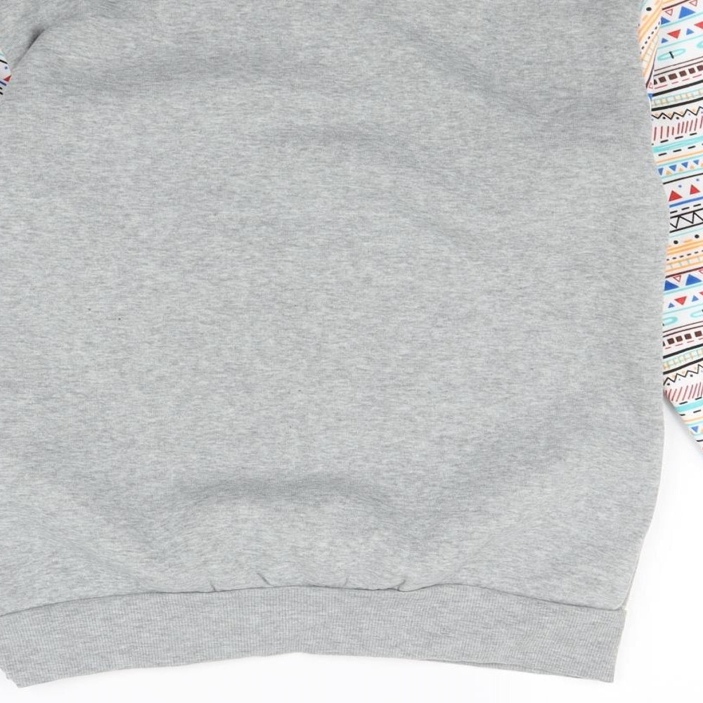 Brand and care label for Preworn women’s grey jumper, size M