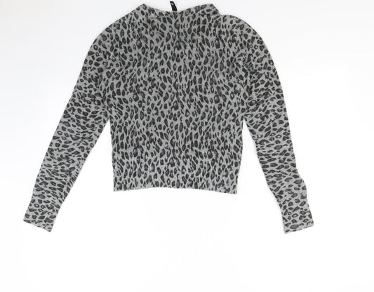 Divided Womens Grey Animal Print Cardigan Jumper Size 8
