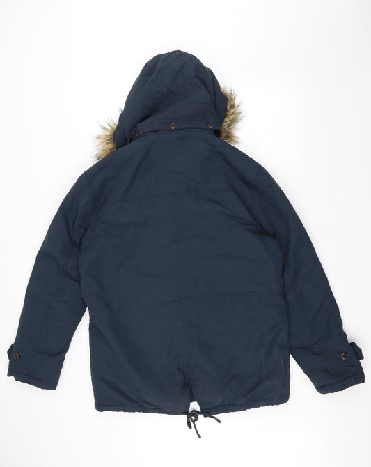 George Womens Blue Parka Coat Size M