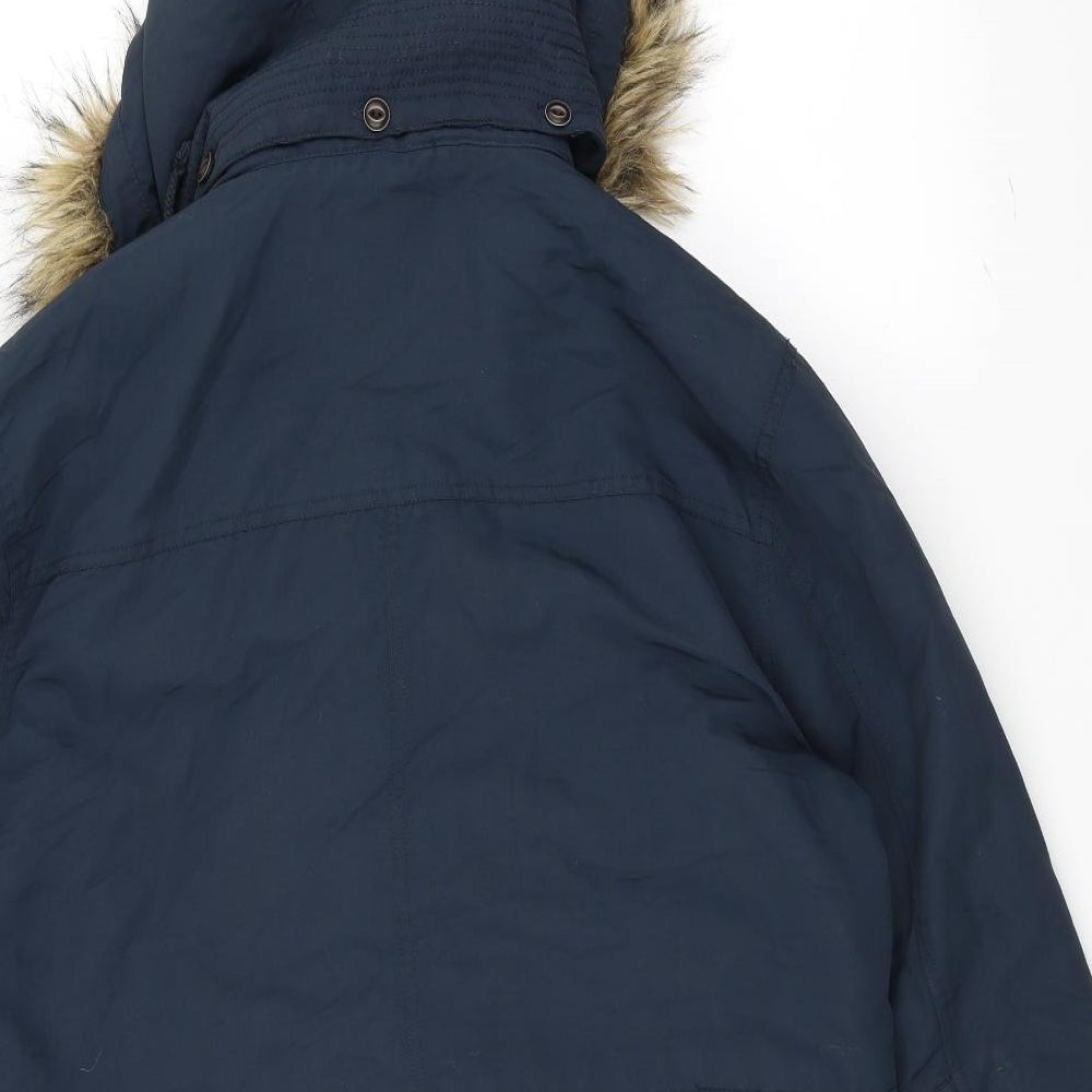 Brand and care label for George women’s blue parka coat, size M