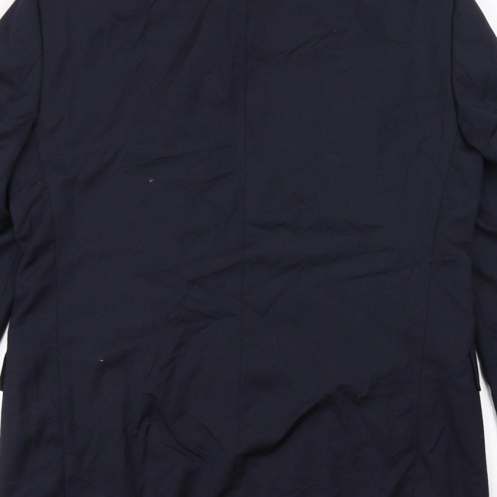 Brand and care label for Austin Reed men’s blue jacket suit jacket, size 38