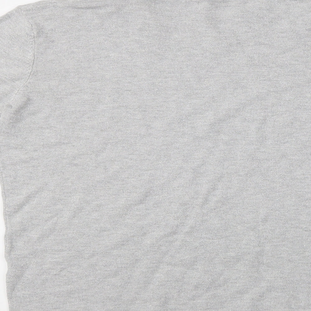 BASSINI Womens Grey Basic T-Shirt Size S
