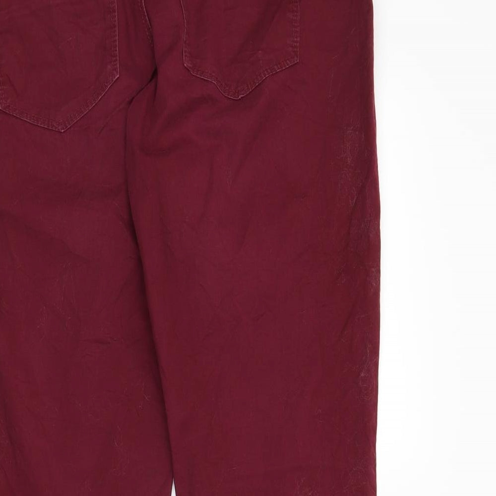 Brand and care label for Only women’s red cropped jeans, size UK 34, in, 25-inch leg