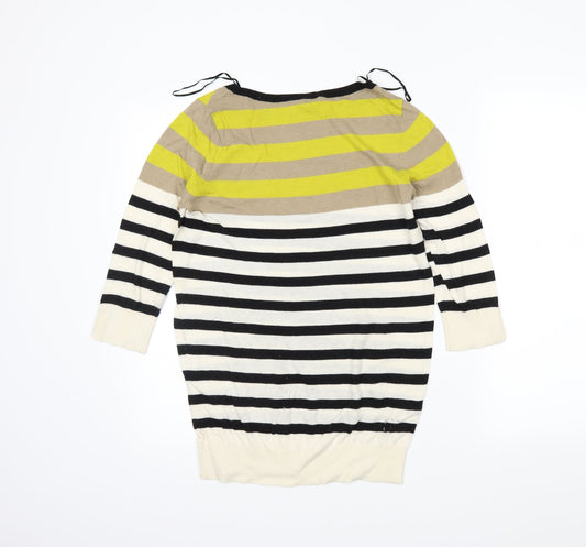 Ann Taylor Womens Black Striped Pullover Jumper Size M