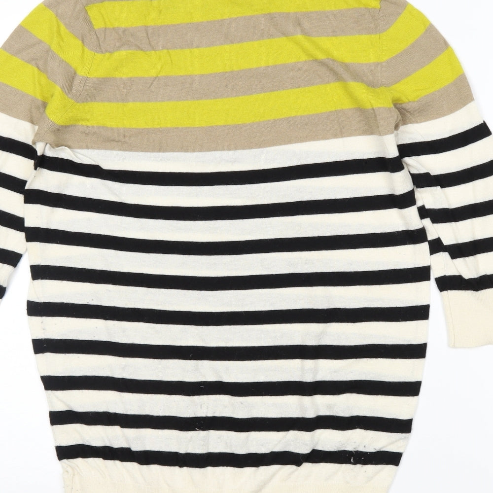 Ann Taylor Womens Black Striped Pullover Jumper Size M