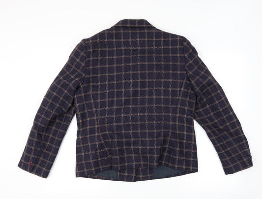 EWM Womens Blue Check Jacket Suit Jacket Size 14