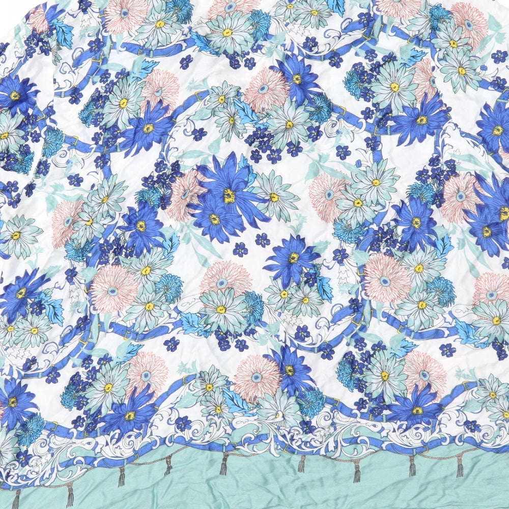Brand and care label for Preworn women’s blue floral basic blouse, size UK 16