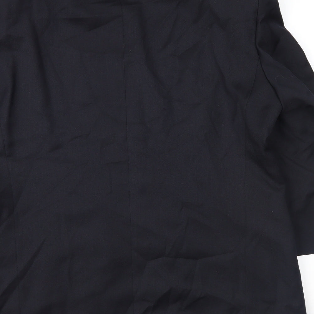 Brand and care label for Marks & Spencer men’s blue jacket suit jacket, size 42