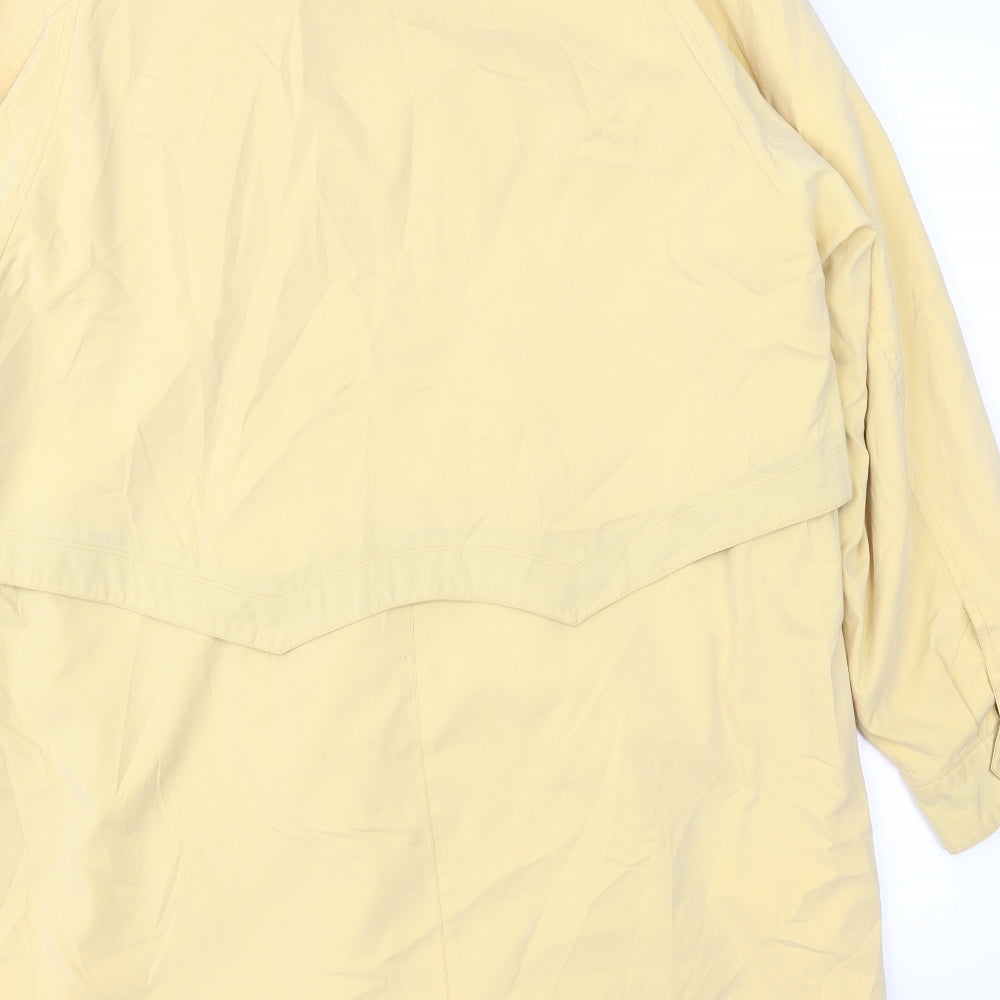 Brand and care label for Astraka women’s yellow overcoat coat, size UK 14