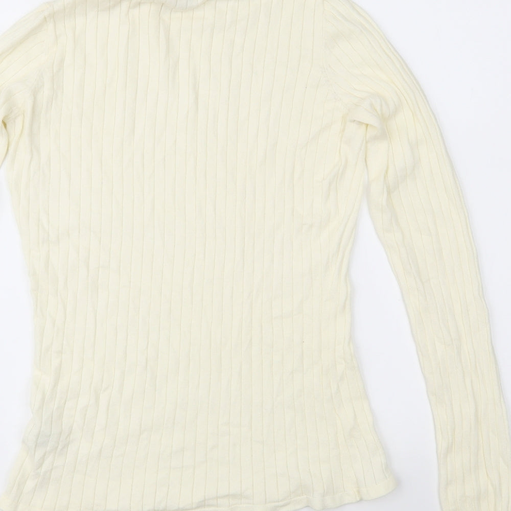 Brand and care label for Blackriver women’s ivory knit jumper, size UK 14