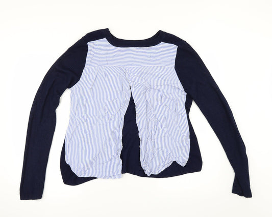 Topshop Womens Blue Pullover Jumper Size 10 - BACK SPLIT